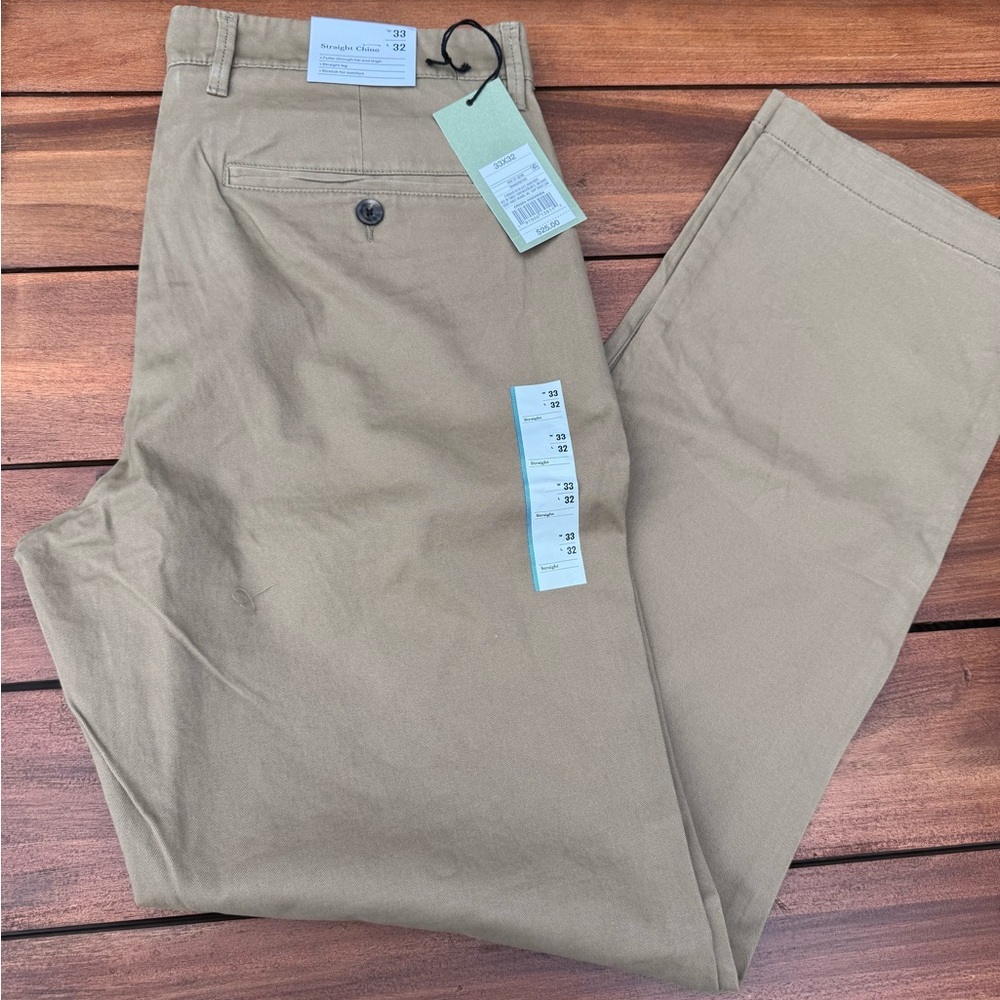 Goodfellow & Co Straight FIT CHINO PANTS  Men's KHAKI 33x32”L, NWT - Picture 3 of 12